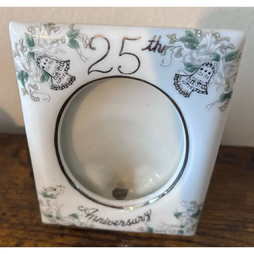 Vintage Lefton 25th Anniversary Photo Picture Frame # 1192 NOS 70s